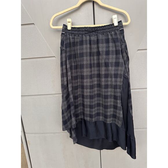 High Knit Claire Campbell wool Asymmetric Draped Kilt Skirt Sz 6 Tartan Grey - Picture 10 of 15